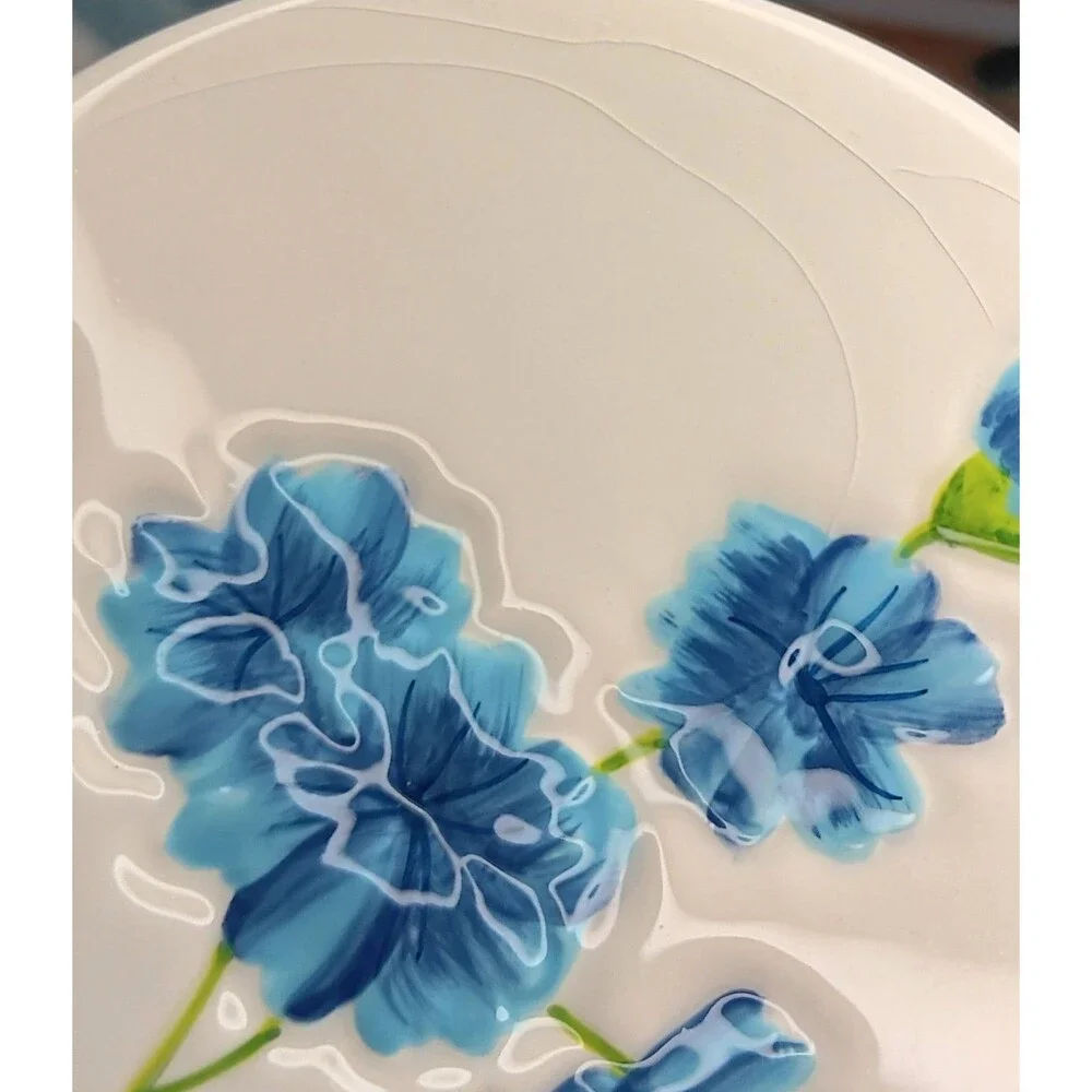 4 Floral Ceramic Handpainted Coasters Red Yellow Blue Green 4.5